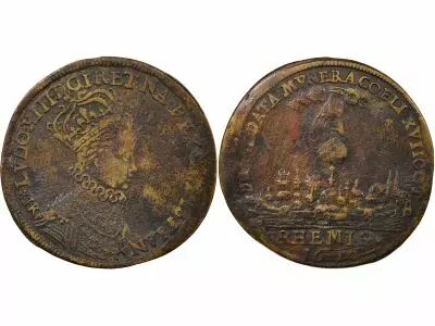 France Louis XIII - Brass Token, Coronation in Reims - 1610
