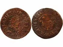 France Louis XIII - Denier Tournois 1613 T Nantes - Rare
