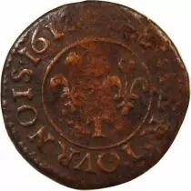 France Louis XIII - Denier Tournois 1613 T Nantes - Rare