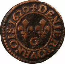 France Louis XIII - Denier Tournois 1620 G Poitiers