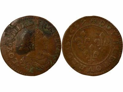 France Louis XIII - Double Tournois - 1637 Rhone Valley