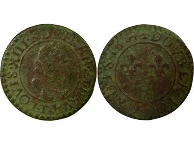 France Louis XIII - Double Tournois, 2e Type - 1614 T Nantes