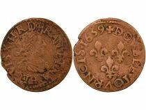 France Louis XIII - Double Tournois, Type 15 - 1639 H La Rochelle