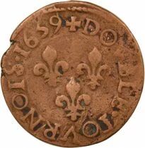France Louis XIII - Double Tournois, Type 15 - 1639 H La Rochelle