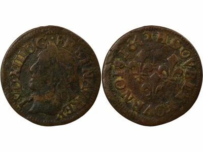France Louis XIII - Double Tournois, Type de Warin - 1642 H La Rochelle