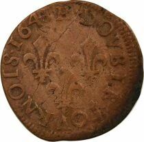 France Louis XIII - Double Tournois, Type de Warin - 1643 H La Rochelle