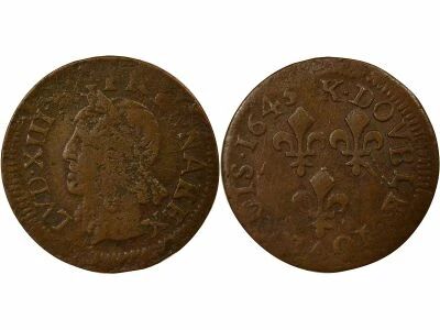 France Louis XIII - Double Tournois, Type de Warin - 1643 K Bordeaux