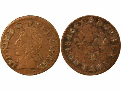 France Louis XIII - Double Tournois, Type of Warin - 1643 A Corbeil