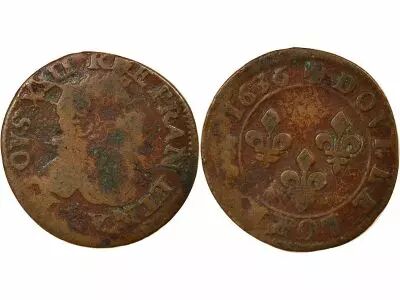 France Louis XIII - Double Tournois of Lorraine, Type 8 - 1636 Stenay