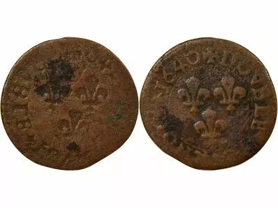 France Louis XIII - Incuse Double Tournois, Type 15 - 1640 H La Rochelle