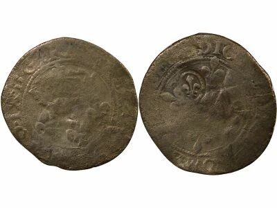 France Louis XIII - Quinzain, countermarked Gros florette of Charles VI - 1640