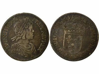 France Louis XIV - 1/12 Ecu Argent, � la M�che Courte - 1645 A Paris Louvre