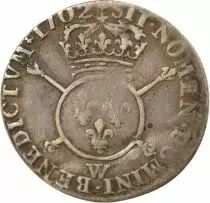 France Louis XIV - 1/12 Ecu Argent, aux Insignes, Réformé - 1702 W Lille