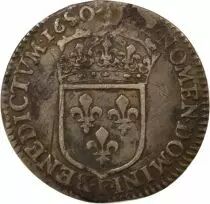 France Louis XIV - 1/12 Ecu Argent à la Mèche Longue - 1650 F Angers