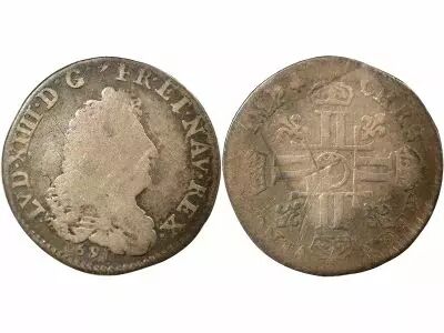 France Louis XIV - 1/12 Silver Ecu, with Eight L - 1691 L Lille