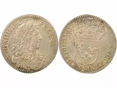 France Louis XIV - 1/12 Silver Ecu with Long Wick - 1659 & Aix