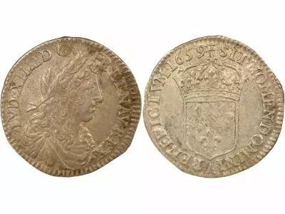 France Louis XIV - 1/12 Silver Ecu with Long Wick - 1659 A Paris