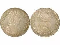 France Louis XIV - 1/2 Ecu Argent, &agrave; la M&egrave;che Longue - 1655 T Nantes