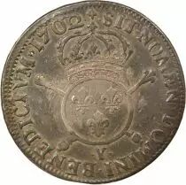 France Louis XIV - 1/2 Ecu Argent, aux Insignes, Réformé - 1702 Y Bourges