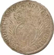 France Louis XIV - 1/2 Ecu Argent aux Palmes -1694 T Nantes, réformé