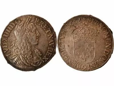 France Louis XIV - 1/2 Silver Ecu \ au Buste Juvenile\  - 1662 9 Rennes