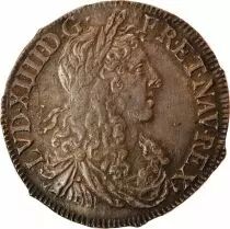 France Louis XIV - 1/2 Silver Ecu \ au Buste Juvenile\  - 1662 9 Rennes