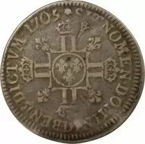 France Louis XIV - 1/2 Silver Ecu, with Eight L, 2nd Type - 1705 D Lyon Reformed