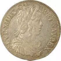 France Louis XIV - 1/2 Silver Ecu, with Long Wick - 1655 T Nantes