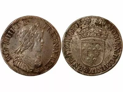 France Louis XIV - 1/4 Ecu A La M�che Courte 1644 A Paris
