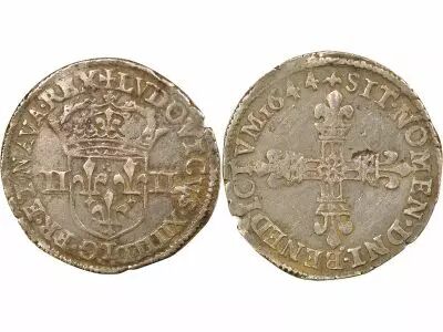 France Louis XIV - 1/4 Ecu Argent - 1644 T Nantes