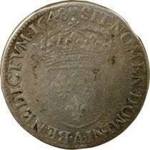 France Louis XIV - 1/4 Ecu Argent &agrave; la M&egrave;che longue - 1648 A Paris (Louvre)