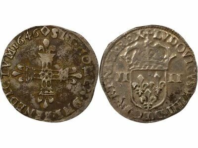 France Louis XIV - 1/4 Silver Ecu - 1646 T Nantes