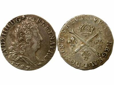 France Louis XIV - 10 Sols Argent aux Insignes - 1707 T Nantes