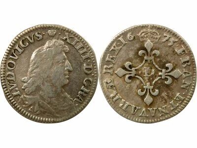 France Louis XIV - 4 Silver Sols of the Contractors - 1675 D Vimy