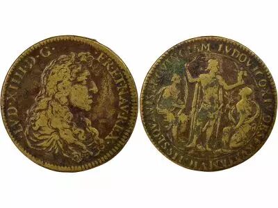 France Louis XIV - Brass Token, Conquest of Franche-Comt� - After 1668
