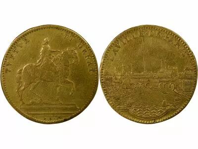 France Louis XIV - Brass Token, Conquest of Franche-Comt� - After 1668