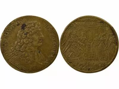 France Louis XIV - Brass Token, Temple - 1679