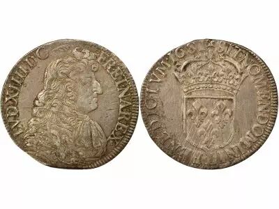 France Louis XIV - Ecu Argent, A la Cravate, 4e Buste - 1681 L Bayonne
