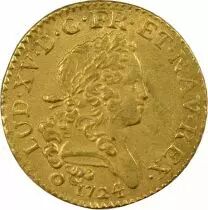 France Louis XIV - Gold Louis, Mirliton with Long Palms - 1724 K Bordeaux