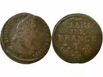 France Louis XIV - Liard au Buste âgé, type 3 - 1697 T Nantes