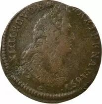 France Louis XIV - Liard au Buste âgé, type 3 - 1697 T Nantes