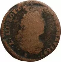 France Louis XIV - Liard Au Buste Age 1697 T Nantes