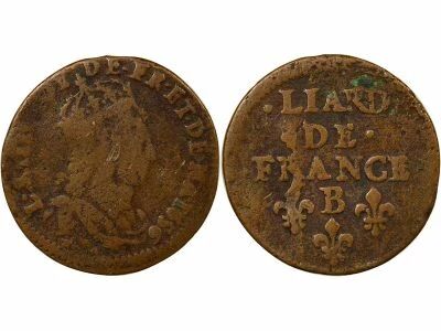 France Louis XIV - Liard au Buste Juv�nile - 1656 B * Pont de l\'Arche