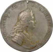 France Louis XIV - Médaille Etain uniface, Molart - XVIIe Siècle Percé