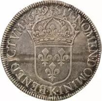 France Louis XIV - Silver Ecu with Long Wick - 1649 K Bordeaux
