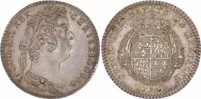 France Louis XV -  Etats de Bretagne - Rennes - 1734 - Silver