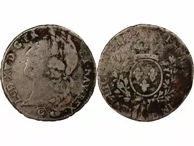 France Louis XV - 1/2 Ecu Argent Au Bandeau 1772 Q Perpignan - R5