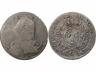 France Louis XV - 1/2 Ecu Aux Branches D\'Olivier 1732 C Caen