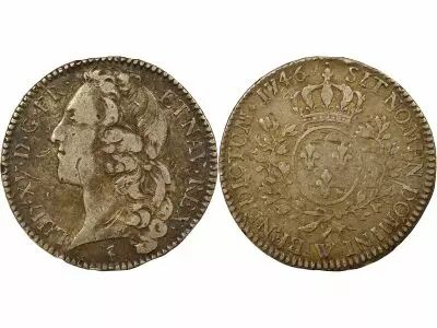 France Louis XV - 1/2 Silver Ecu, with Headband - 1746 W Lille