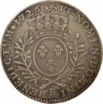 France Louis XV - 1/2 Silver Ecu with Dressed up Bust - 1726 B Rouen